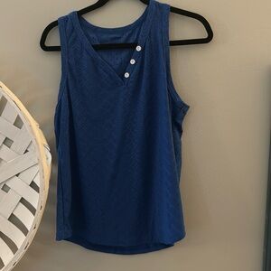 Blue SHEIN tank with button details